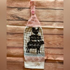 Farmhouse theme crochet top decorative kitchen towel handmade